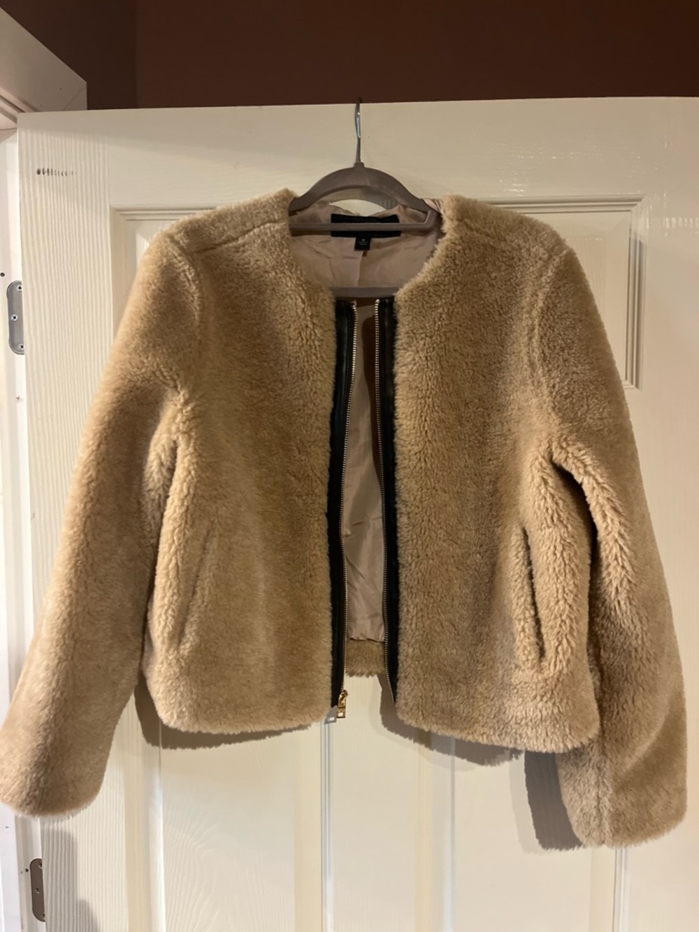 Marc New York Tan Faux Shearling Bomber Jacket